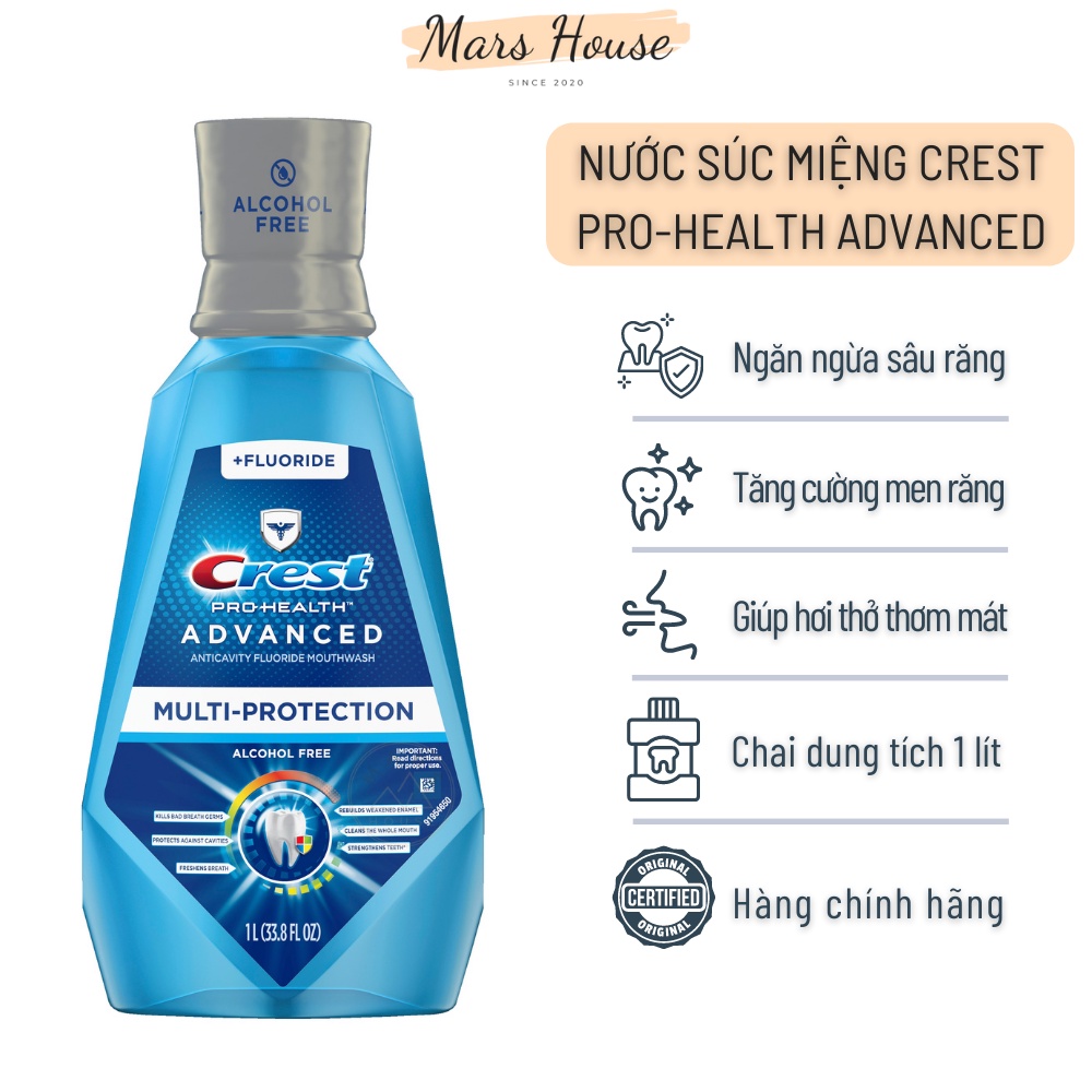 Nước súc miệng Crest Pro-Health Advanced chai 1 Lít