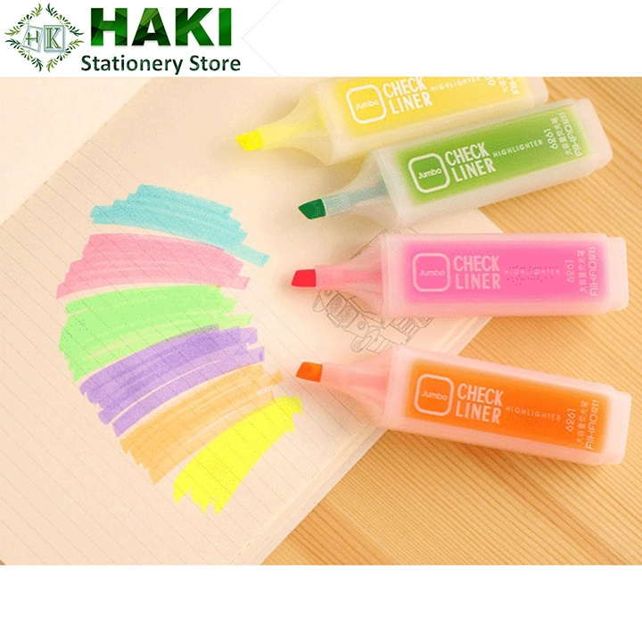 Bút đánh dấu dạ quang HAKI nhiều màu sắc tùy chọn tiện lợi dành cho học sinh B66