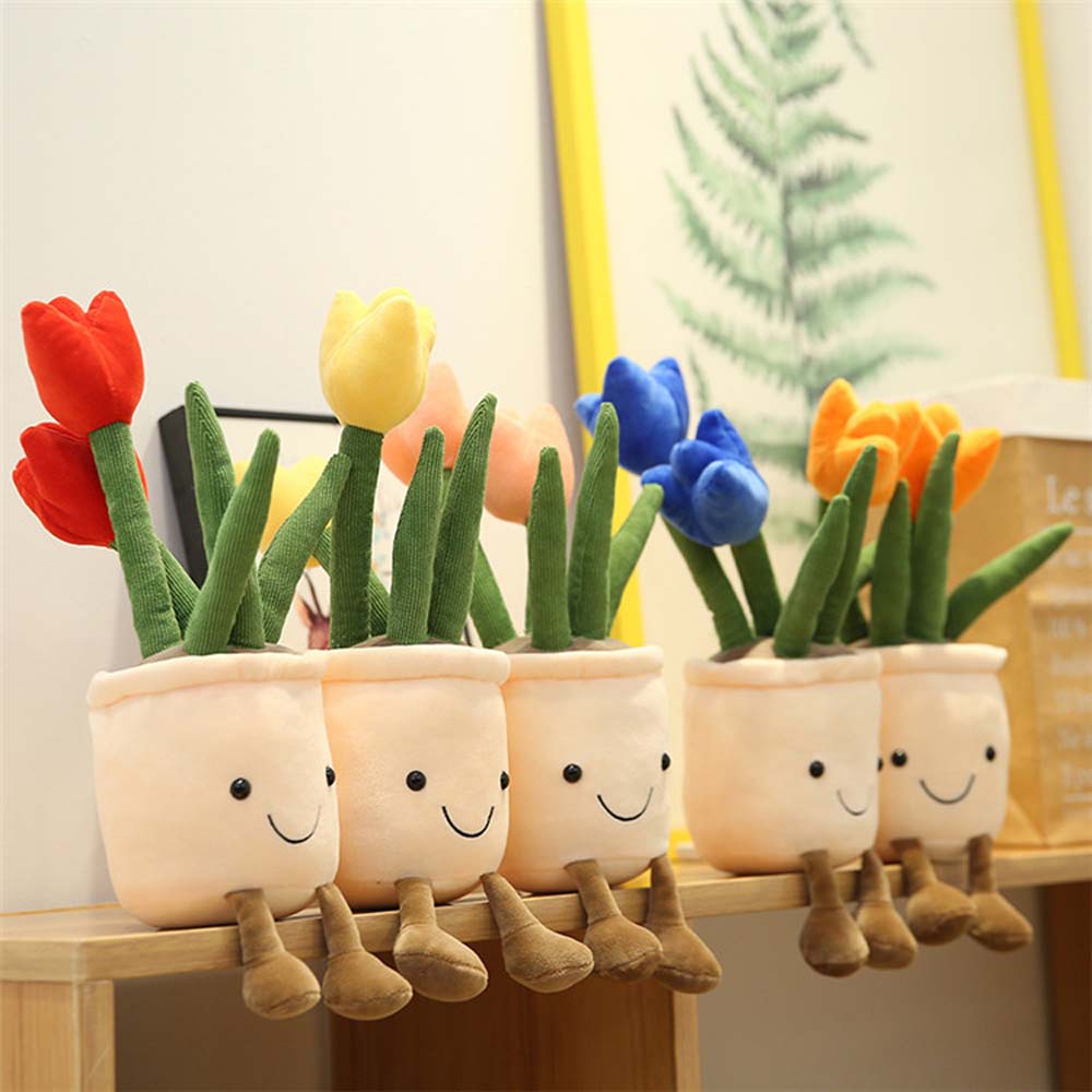 đồ chơi nhồi bông Tạo Hình Chậu Hoa Tulip Độc Đáo