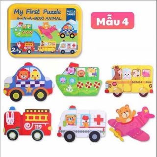 Xếp hình hộp sắt My first Puzlle chủ đề giao thông, xếp hình trí tuệ