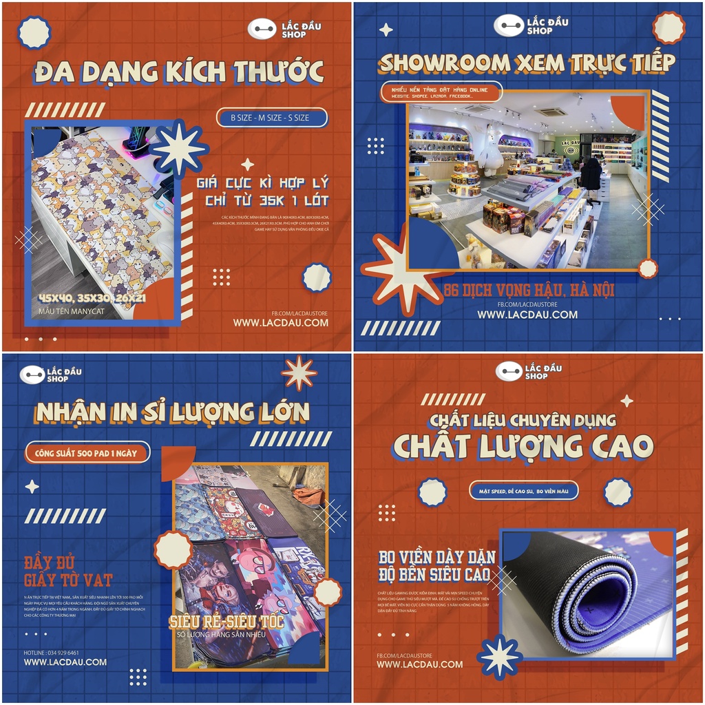 TỔNG HỢP LÓT CHUỘT CỠ LỚN 800x300 / 900x400 HỌA TIẾT 1 - LẮC ĐẦU