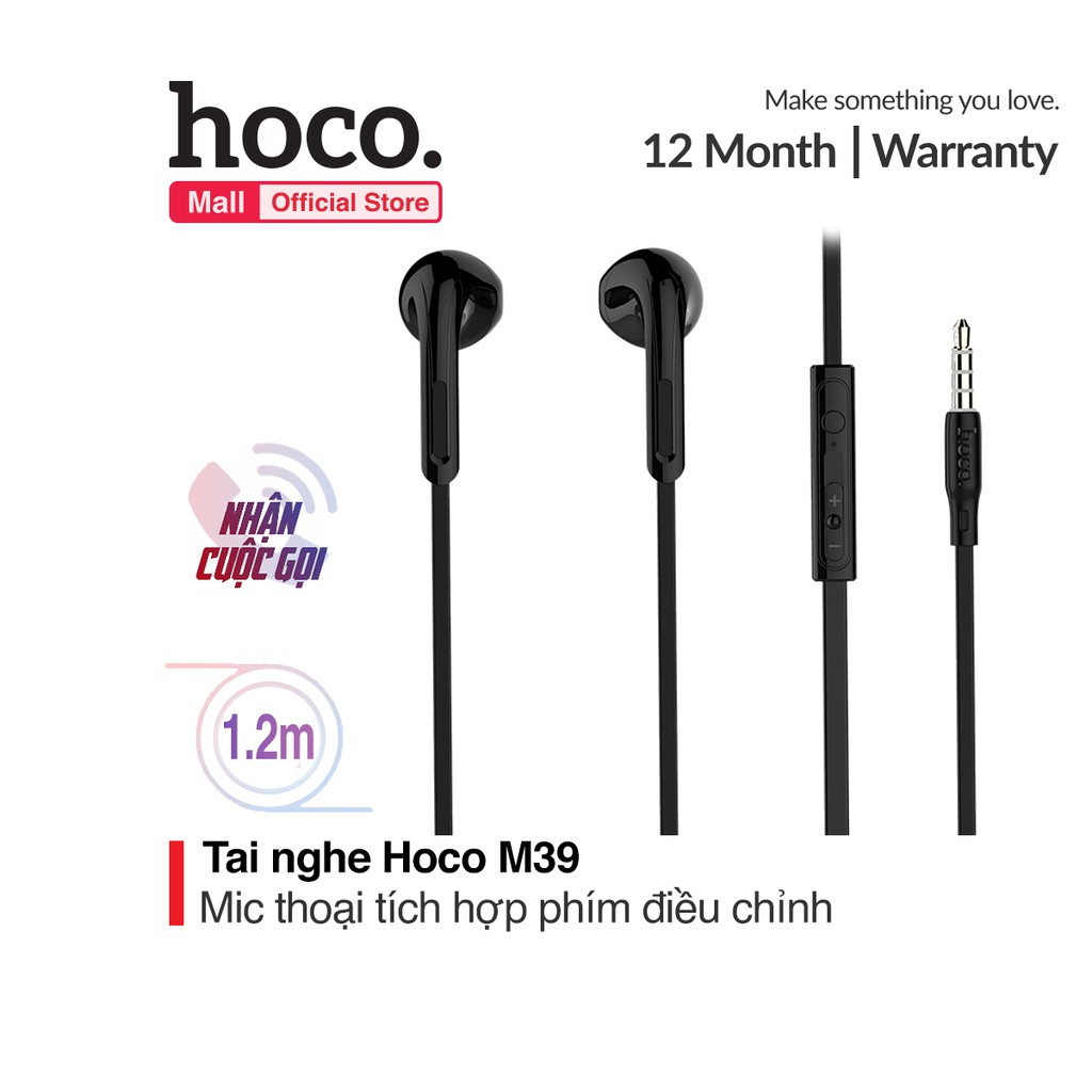Tai nghe nhét tai Hoco M39 Super Bass tương thích các dòng điện thoại jack 3.5mm