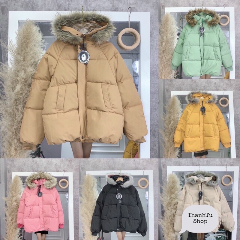 Áo phao nữ, Áo phao béo có mũ lông đủ màu freesize -shopbelinh
