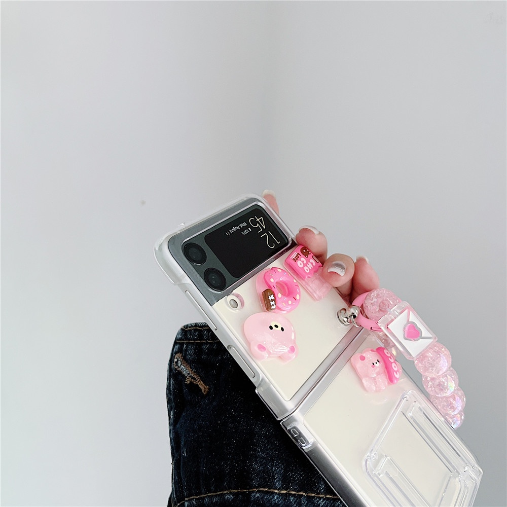 Ốp Điện Thoại Cứng Chống Sốc Hình Gấu Pha Lê Cho Samsung Galaxy Z Flip 4 Z Flip 3 5G