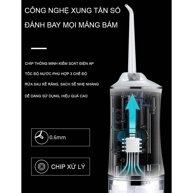 Máy Tăm Nước Cầm Tay Vệ Sinh Răng Miệng - Tặng 4 Đầu Vệ Sinh Răng-Tăm Nuóc Nha Khoa Quốc Tế