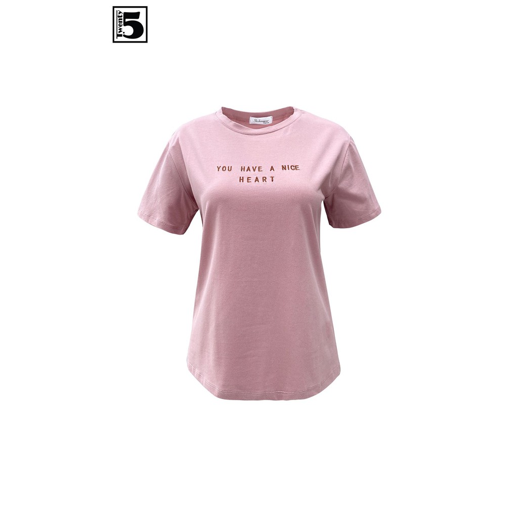 Áo thun nữ dáng suông thêu chữ Twentyfive 3746