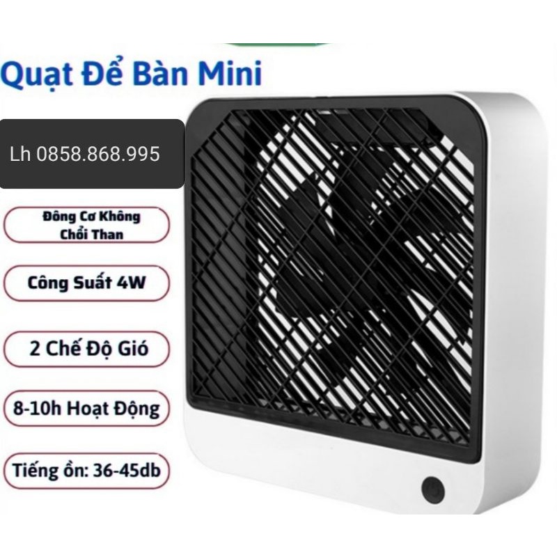 Quạt tích điện để bàn, Quạt mini Sạc USB để bàn 2 chế độ gió