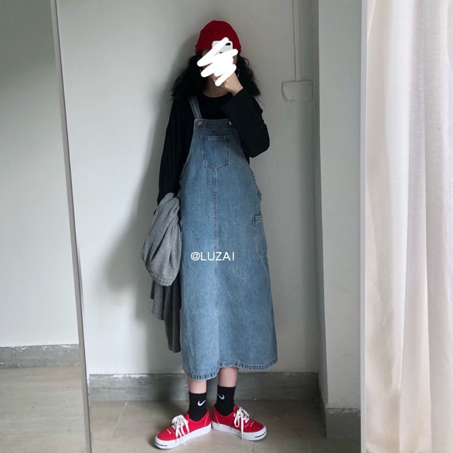 ORDER - Váy Yếm Bò Jeans Dáng Dài Ulzzang Hàn Quốc | BigBuy360 - bigbuy360.vn