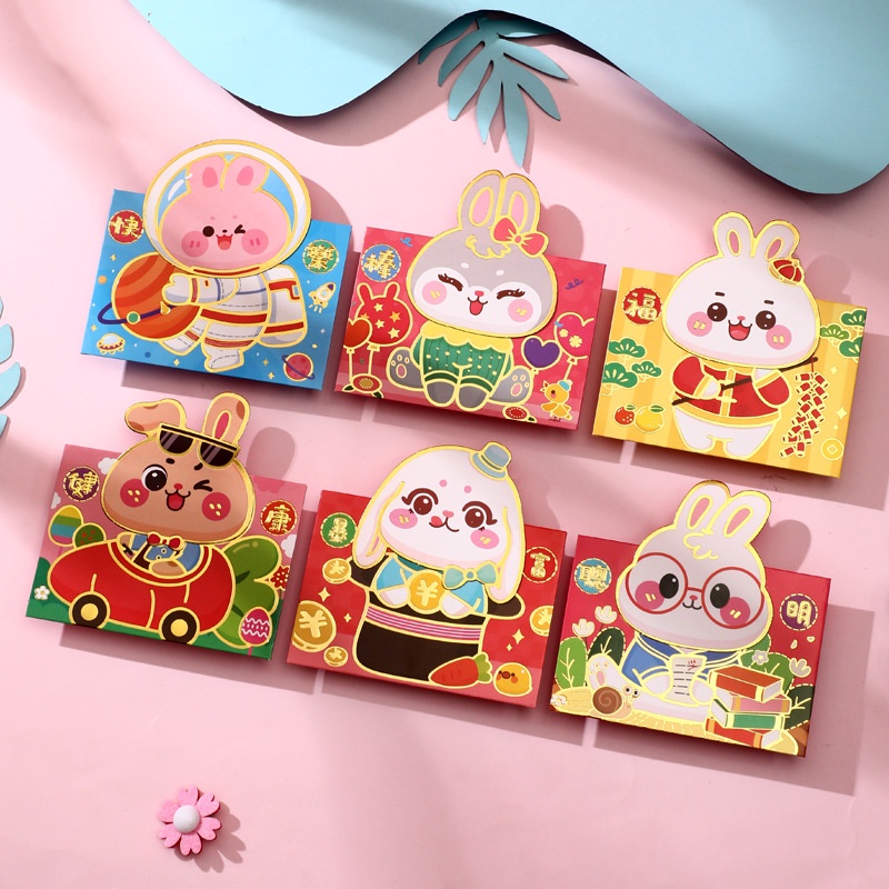 Set 6 Bao Lì Xì Đỏ 3D Dễ Thương Dành Cho Năm Mới