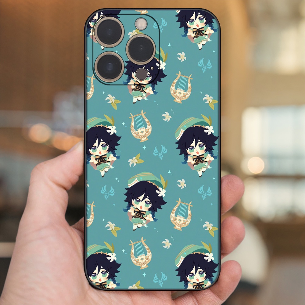 Ốp lưng iPhone 13 Pro dẻo đen cạnh vuông in hình Venti Genshin Impact