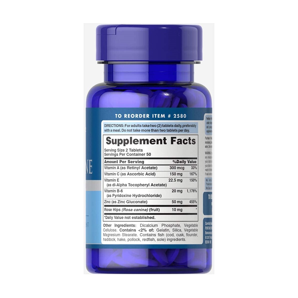 Viên uống bổ sung chất kẽm Puritan's Pride Zinc for Acne 100 viên của Mỹ