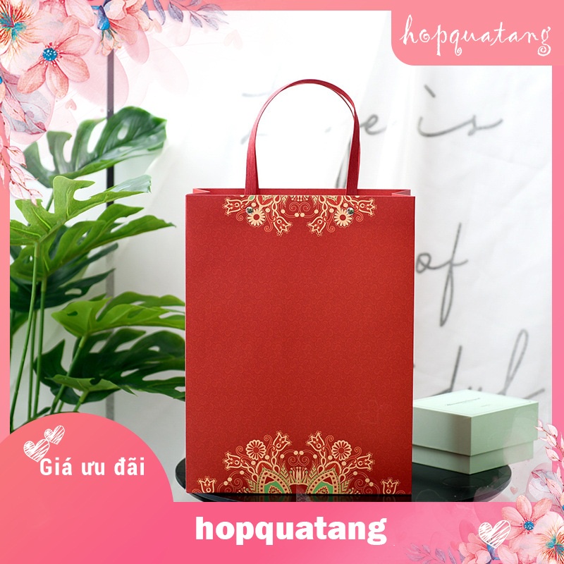 Túi Quà Tặng Túi Giấy Hoa Văn Màu Đỏ Lễ Hội Tết Trung Thu Sự Kiện