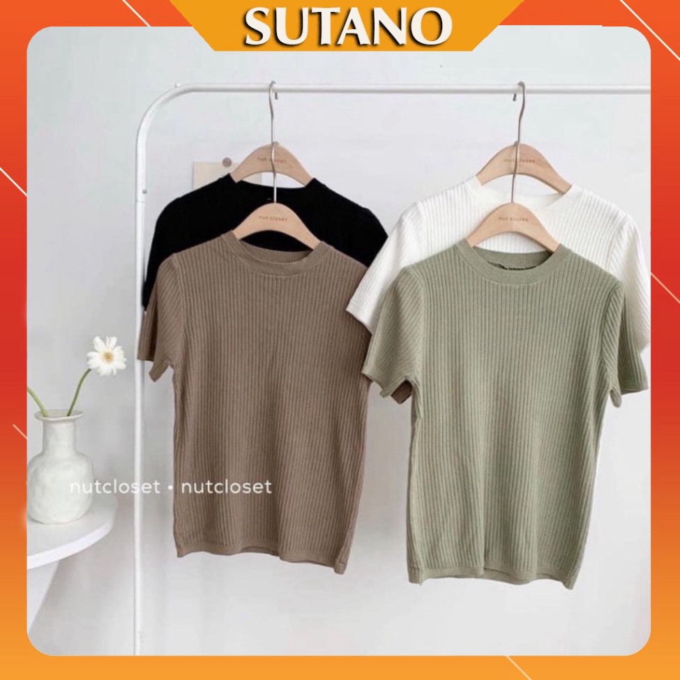 Áo len cộc tay trơn basic đơn giản sang trọng-áo len trơn cộc tay cao cấp A454 Noiyxanh nội y xanh chất len quảng châu