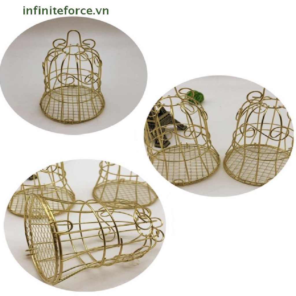 Hộp Đựng Kẹo Mini Bằng Kim Loại Mạ Vàng Hình Lồng Chim Phong Cách retro vintage