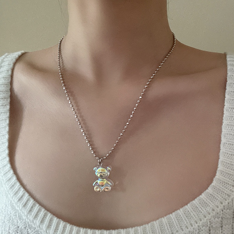 Dây chuyền mặt gấu trong suốt nhiều màu thiết kế mới của TrangSucsg