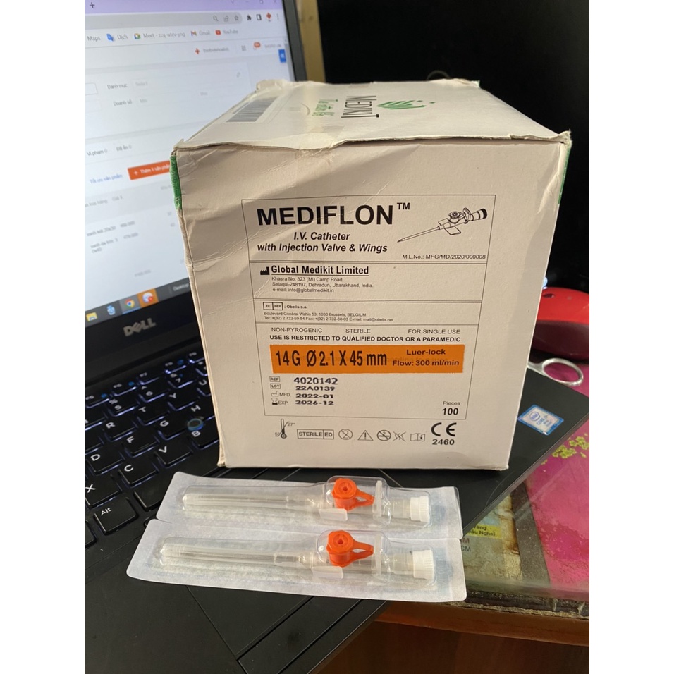Kim luồn tĩnh mạch Mediflon 14G HỘP 100 CÁI