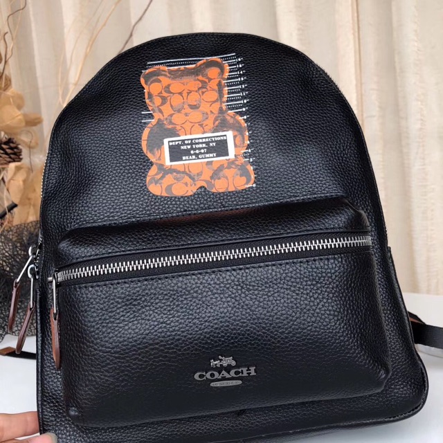 🔥RẺ-ĐẸP🔥BALO COACH DA IN GẤU F76656🐻