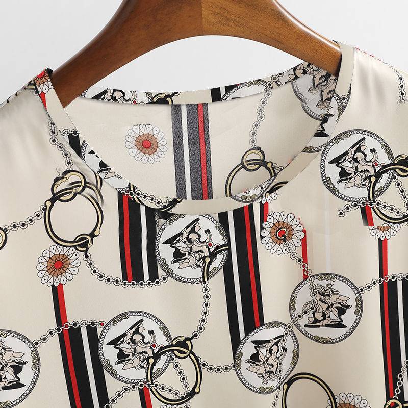 Áo thun ngắn tay plus size in họa tiết thời trang cho phụ nữ trung niên