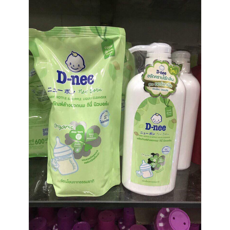 Nước rửa bình sữa Dnee Organic Túi 550ml, Chai 600ml Thái Lan