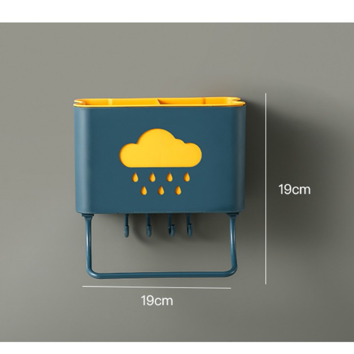 Kệ để đồ nhà bếp hình đám mây, giá kệ để đồ phòng tắm dán tường đa năng đựng bàn chải kem đánh răng