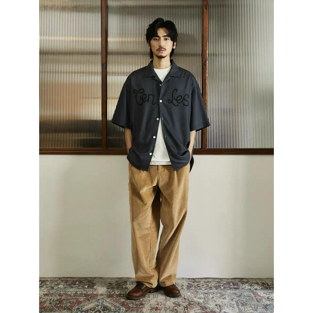 Áo Sơ Mi Nam Ngắn Tay Dáng Rộng Họa Tiết Retro