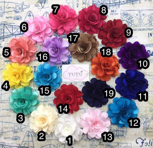 Hoa hồng satin 5cm trang trí váy áo, phụ kiện tóc