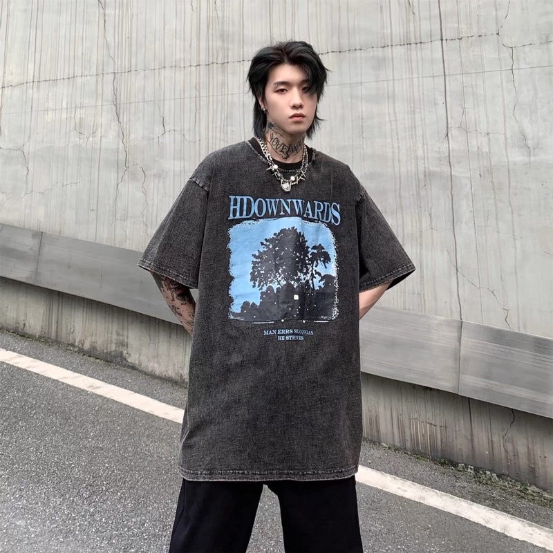 áo thun loang wash Hdown áo thun nam unisex loang