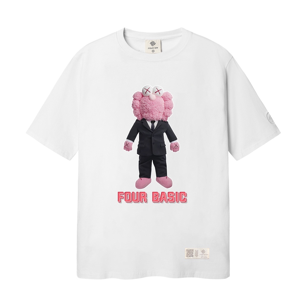 Áo thun tay lỡ Kaws Pink Fullbox Four Basic phông Unisex nam nữ Cotton oversize T33