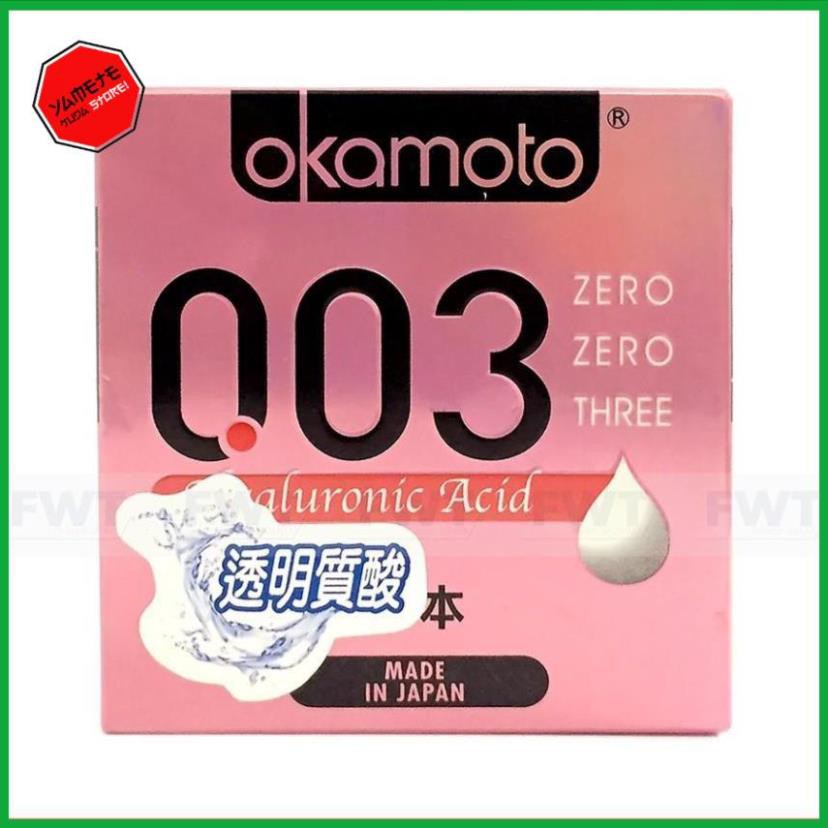 CHÍNH HÃNG 100% Bao Cao Su Okamoto 0.03 Hyaluronic Acid Siêu Mỏng Dưỡng Ẩm Và Bôi Trơn Hộp 3 Cái