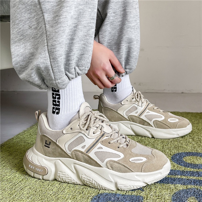 🔔 Nhập mã giảm giá_Giày Thể Thao Sneaker Breaking BK203 nâu phối da lộn tăng chiều cao