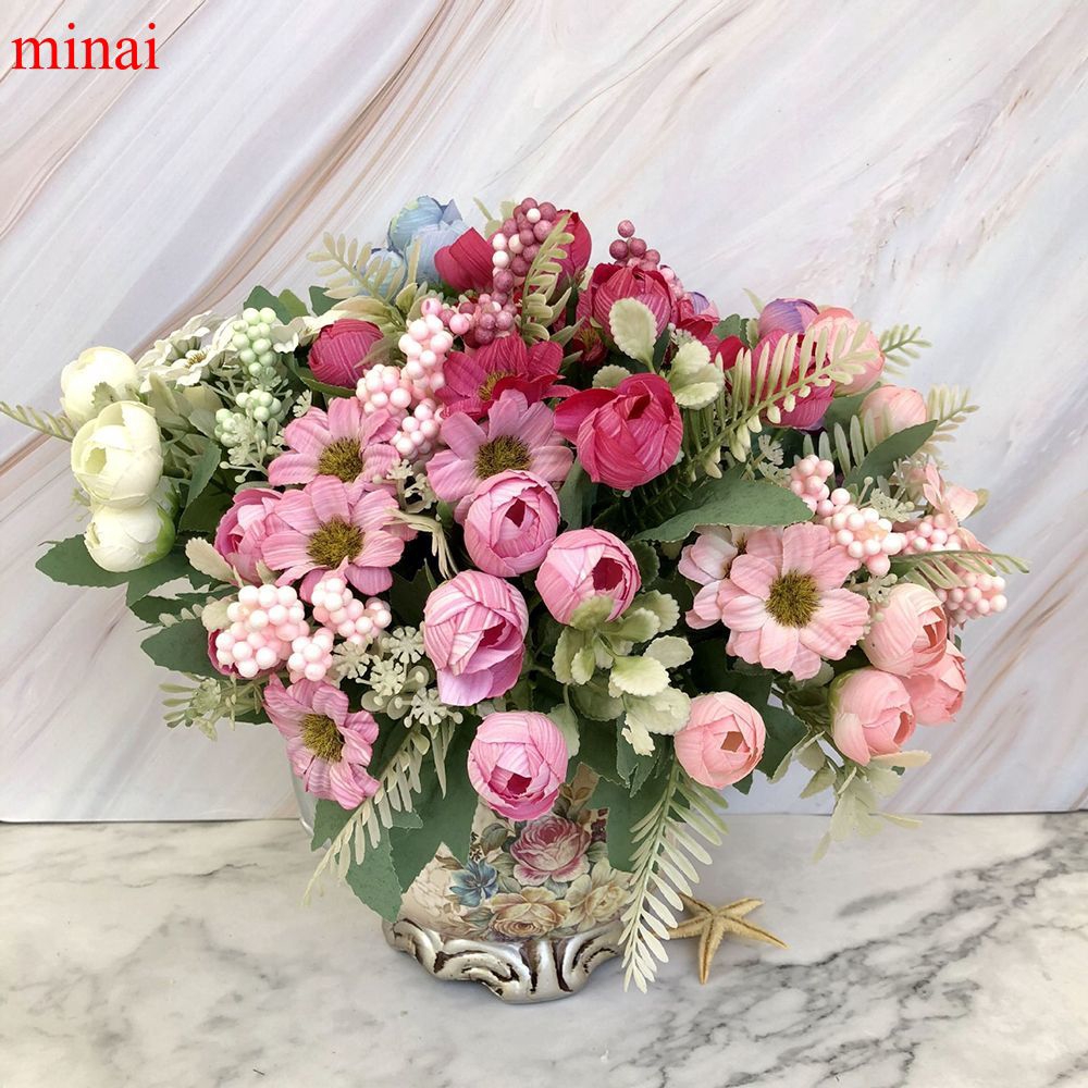 Silk Artificial Home Rose Fake Flowers