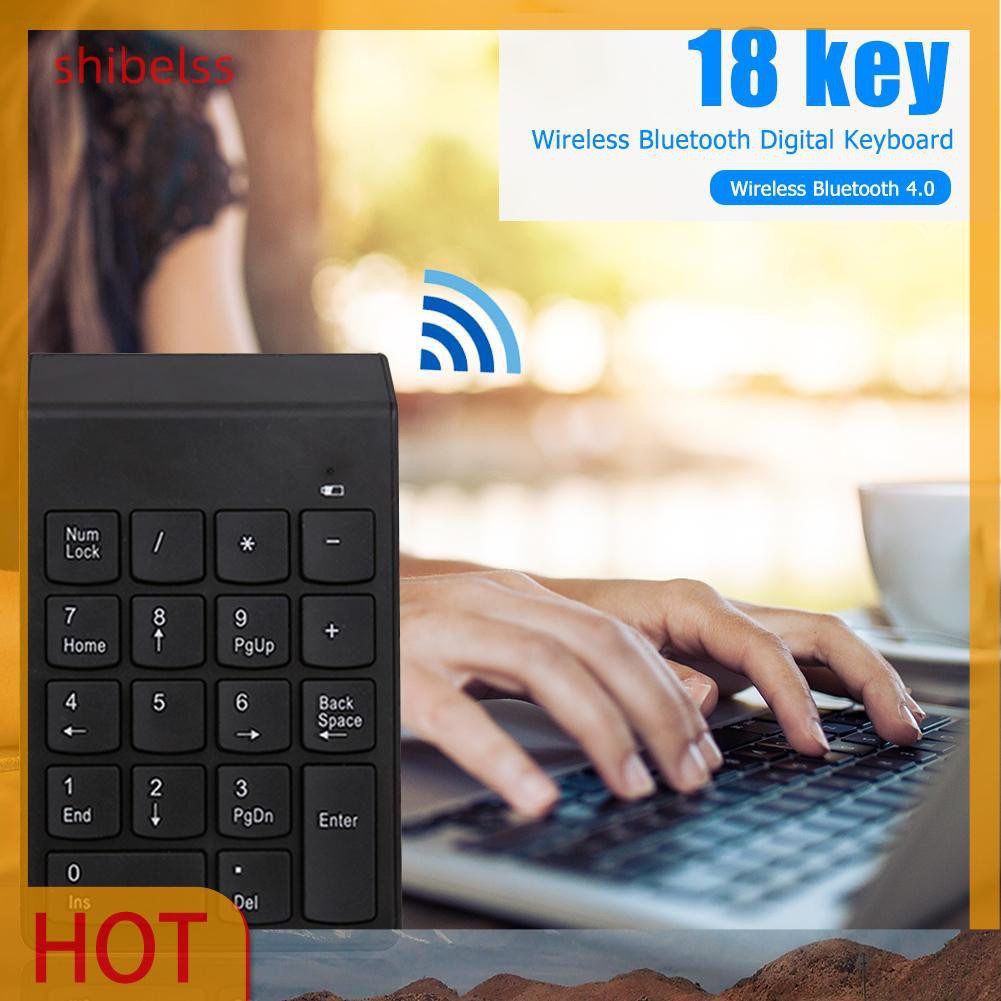 Shibelss Mini Bluetooth Numeric Keypad Wireless Number Pad 18 Keys Keyboard for PC