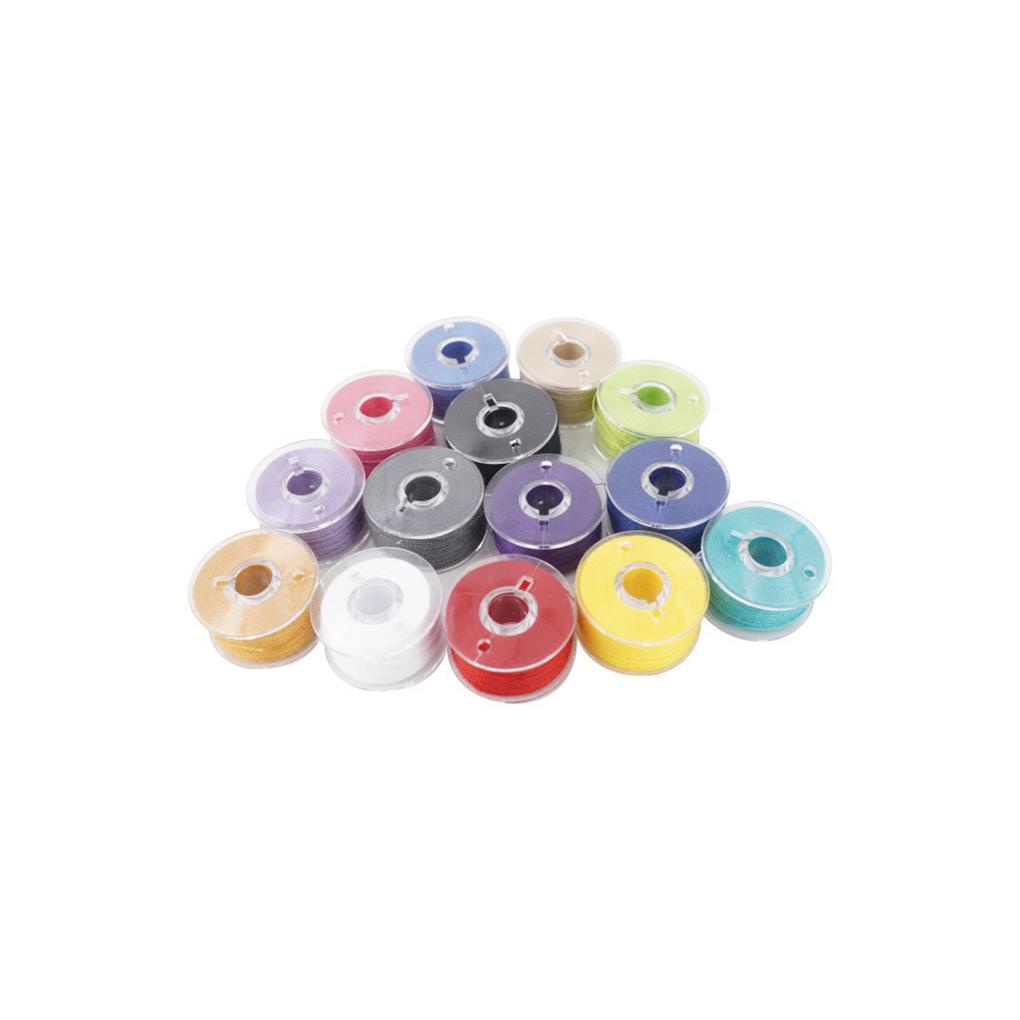 Sewing Machine Spool Set Cotton Sewing Machine Bobbin Threads 36 Colors Pre-Wound Bobbins Set Storage Box Thread Stripper Pins