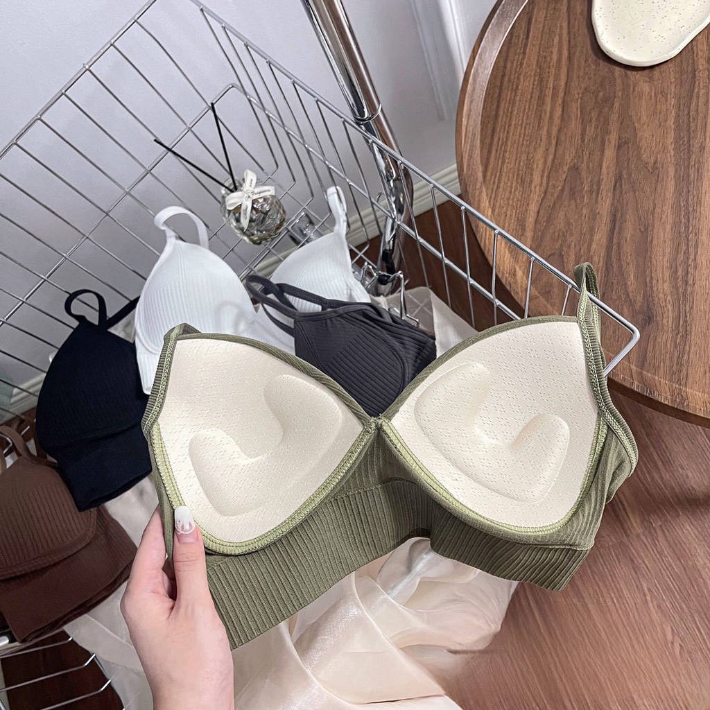 Áo Bra Cotton Tăm Dáng Lửng Hở Lưng Đệm Đẩy Ngực Tone Màu Siêu Hot 1866