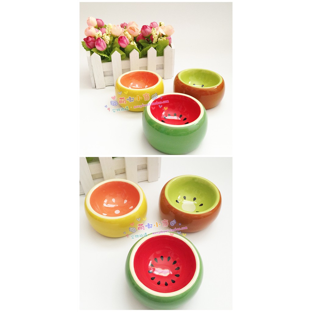 chén sứ nhỏ hình kiwi , cam , dưa hấu, vòm cho hamster