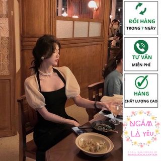 Váy dự tiệc phối cổ chéo tiểu thư dễ thương