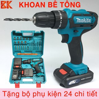 Máy khoan pin makita 24v 3 chức năng có búa , Đầy đủ phụ kiện, Máy bắt vít