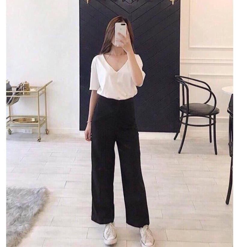 Quần Culottes Khóa Hông, Quần suông ống rộng cạp cao, ĐEN TRẮNG  Hàng QC Loại 1 SIÊU HOT | BigBuy360 - bigbuy360.vn