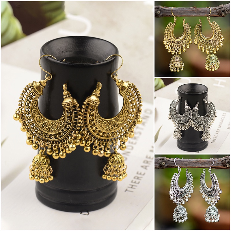 Bông tai tây tạng thả dài phong cách đôn hoàng boho cosplay cổ phục mông cổ ba tư