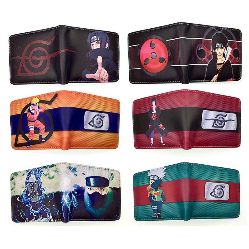 Ví Ngắn Đựng Thẻ In Hình Anime Kakashi Sasuke Black Leaf Konoha Ninja