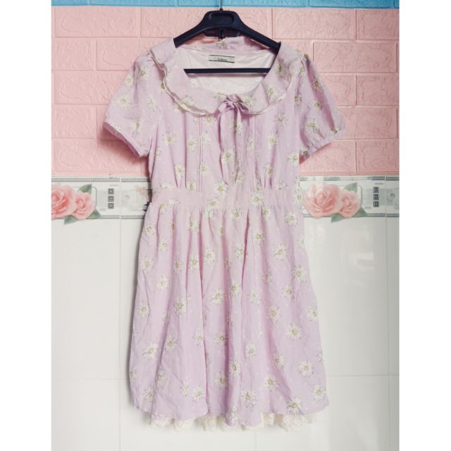 Đầm voan xòe màu tím nhạt hoa cúc 🌼 hót hít hàng secondhand rất đẹp size S M
