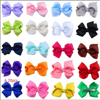 Bộ 40 / 20 cái nơ kẹp tóc màu trơn dễ thương cho bé
