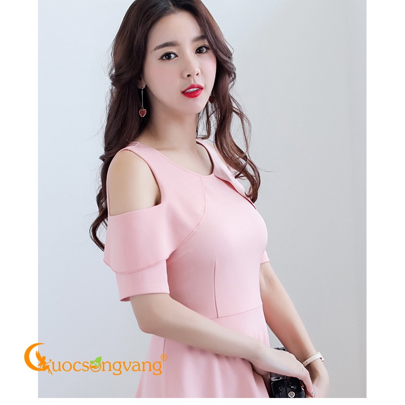 Váy đầm công sở đầm xòe hở vai GLV054 Cuocsongvang