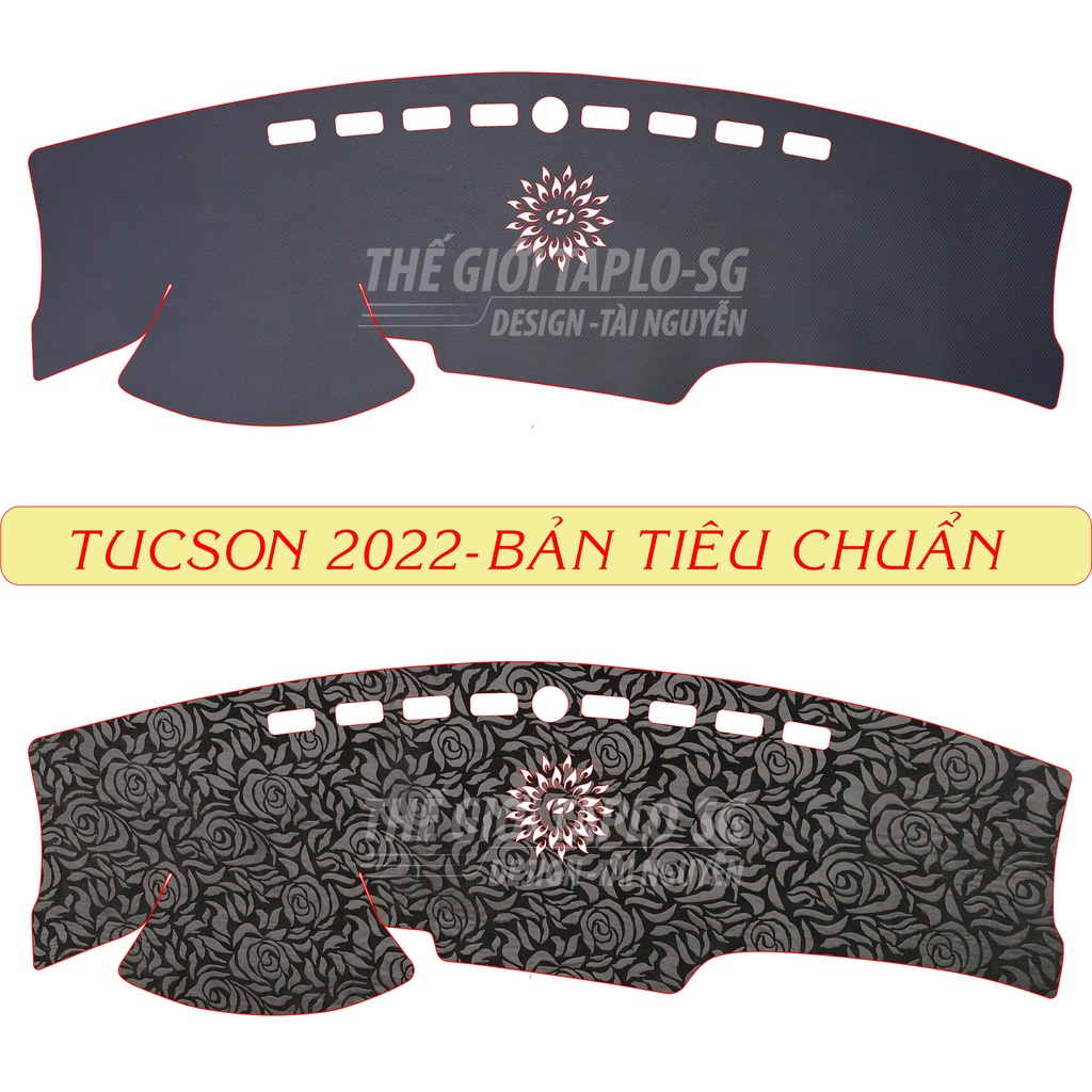 [Tucson đời 2022] Thảm taplo ô tô loại da vân gỗ,da cacbon,da nỉ đen và nhung lông cừu chống nắng dày 3 lớp