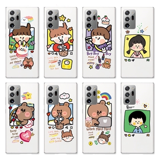 Ốp điện thoại silicon TPU mềm hình gấu nâu hoạt hình dễ thương cho Samsung Galaxy Note 20 Ultra 5G/Note 8 9 10+ Pro