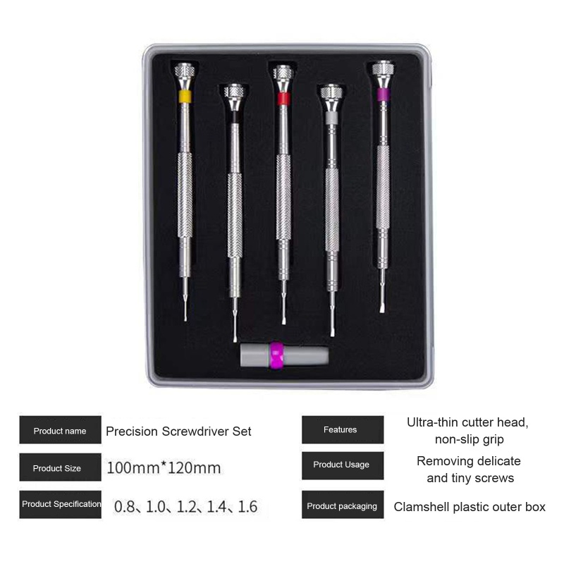 Bộ Tua Vít 3 Loại Chuyên Dụng Cho Sửa Chữa Đồng Hồ Đeo Tay 5 Món