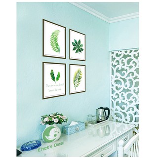 Decal dán tường khung hình lá cây trang trí
