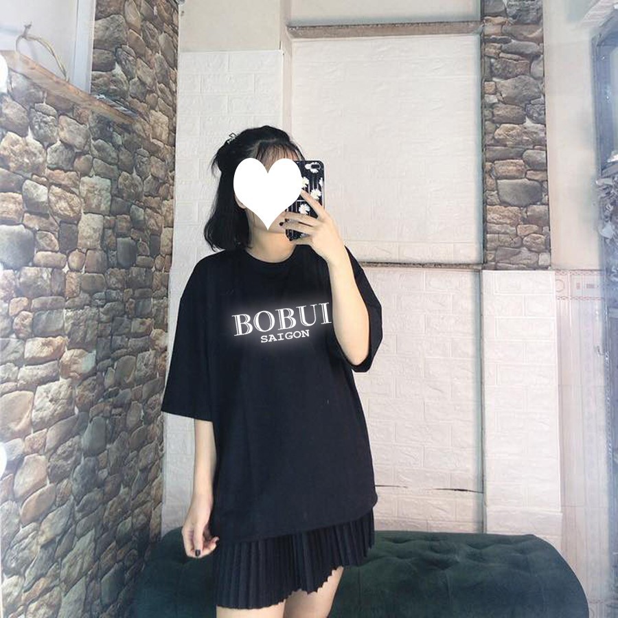 Áo phông phản quang unisex BOBUI form rộng tay lỡ chất thun cotton mềm mát