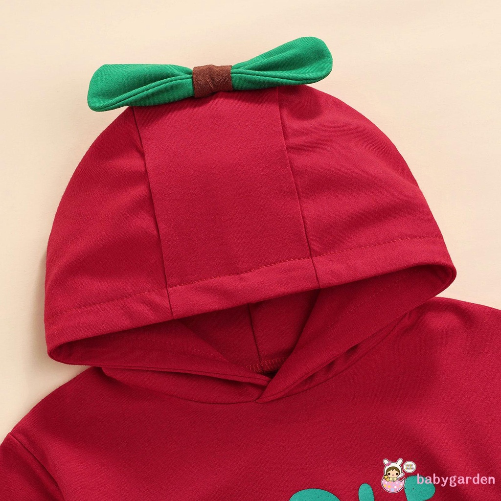 Áo liền quần tay dài có mũ in chữ Apple thời trang mùa thu cho bé 0-24 tháng tuổi