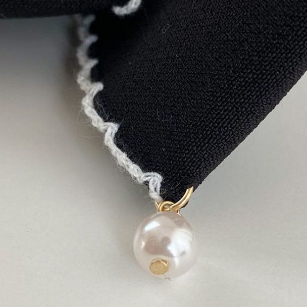 Kẹp Tóc Nơ Màu Trắng/Đen Kiểu Dáng Đơn Giản Phong Cách Hàn Quốc